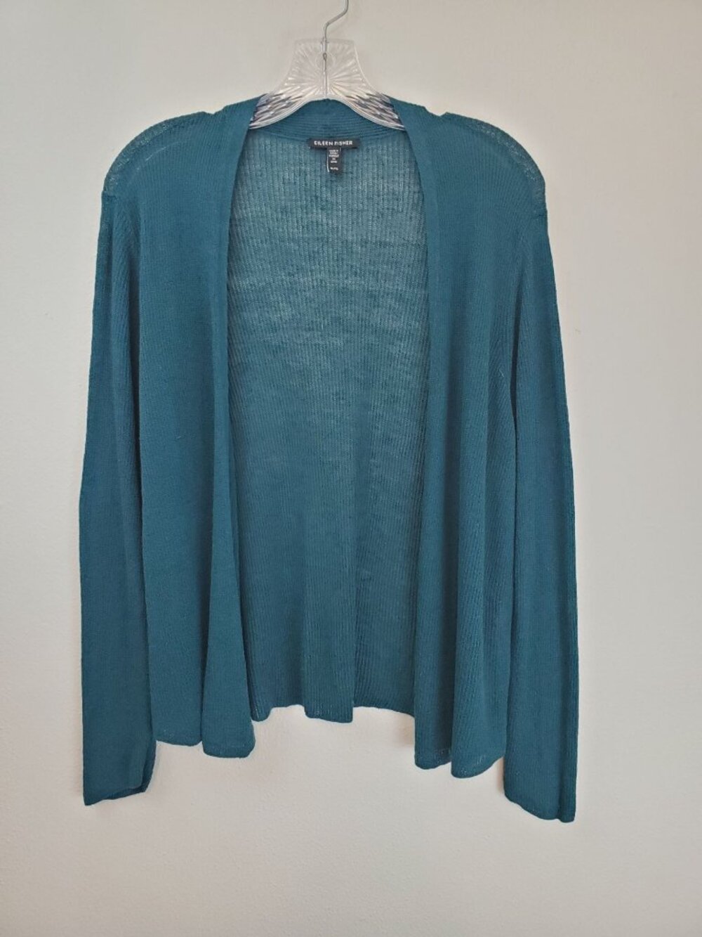 Eileen Fisher dark teal lightweight open front cardigan - Picture 8 of 8